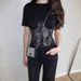 ng2510292 European And American Style Black Lace Patchwork Waist-cinching Round-neck Short-sleeve T-shirt For Women, New Summer_ecoleips.com