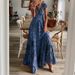 European And American Cross-Border Bohemian Style 2024 New Long Waist-Cinching Floral Print Flared Dress_ecoleips.com