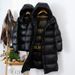 Premium Black & Gold Goose Down Coat – Unisex Long Parka With Detachable Hood (96% White Goose Feather, 5 Sizes)_ecoleips.com