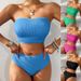 Women's Sexy Solid Color Bikini Set - Strapless Halter Top & High-Cut Bottoms - Premium Quick-Dry Fabric (S/M/L/XL)_ecoleips.com