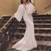 Women's Clothing V Neck Floor Length Long Sleeved Sequined Dress Fishtail Banquet Elegant Long Dress_ecoleips.com