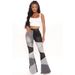 Women's Clothing Large Size Denim Wide Leg Fashion Splicing Jeans_ecoleips.com