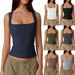 Women's Clothing Street Hot Girl Style Fashion Square Collar Basic Slim Sleeveless Vest Female Bottoming Shirt_ecoleips.com