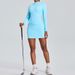 Women's Slim Fit Long Sleeved Yoga Outfit Set High Waisted Sports Skirt A Line Bodycon Skirt Fitness Shorts_ecoleips.com