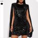Women's Clothing New Fashion Stand Collar Sequin Dress Loose Women's Short Skirt_ecoleips.com