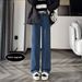 Thickened Wide-leg Jeans For Women, 2025 Winter, High-waisted, Loose, Slimming, Drapey, Warm, Straight-leg, Long Pants_ecoleips.com