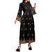 Women's Clothing Fashion Black Printed Long Sleeved Dress For Women Long Spring And Autumn Waist Temperament Slim To Ankle Long Dress_ecoleips.com