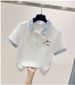 Fashionable Preppy Style Women's Top And Jeans Set Short Sleeved Plaid Collared Embroidered Fashion Top Paired With Stretch Jeans_ecoleips.com