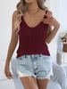 K Leisure Solid Color Hollow Out Sleeveless V-neck Knitted Sweater Vacation Top_ecoleips.com