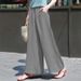 European Style High-Waisted Wide-Leg Linen Pants for Women Loose Fitting Draped Long Casual Summer Trendy Bottoms_ecoleips.com