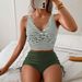 Women's Racing Two Piece Swimsuit Quick Drying Crossover Vest with High Waisted Drawstring Ankle Shorts European American Style_ecoleips.com