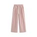 Suitable For All Seasons Apricot Linen Wide-Leg For Women, Summer High-Waisted Relaxed Fit Casual With Draping Effect, Extended Cotton-Linen_ecoleips.com