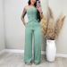 Cross-border Foreign Trade Fashion Two-piece Set, European And American Sexy Strapless Top With Solid Color Pants,_ecoleips.com