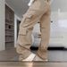 Women's High-Waisted Loose Casual Cargo Trousers Multi-Pocket Fashionable Bottoms For Market New Style_ecoleips.com