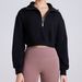 Fleece-Lined Half-Zip Sweatshirt For Women - Oversized Yoga Pullover With Stand Collar (Black/Oat Milk/Mocha/Prussian Blue, S-L)_ecoleips.com