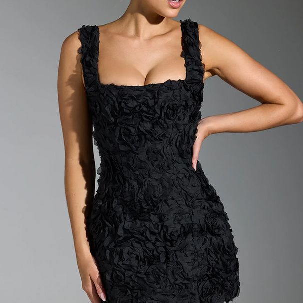 Women's Floral Square Neck Sleeveless Bodycon Tie Strap Mini Dress – Sexy & Stylish Summer Outfit_ecoleips.com