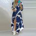 Women's Temperament Printed Shirt Dress Long Skirt Single Breasted Slit Spring Wear_ecoleips.com