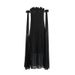 Women's Clothing dress new one shoulder three dimensional flower splicing off shoulder sexy long pleated skirt for women_ecoleips.com