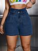 Women's Clothing New Fashion High-Waisted Flounce Hem Denim Shorts For Women – Retro & Versatile Summer Casual Shorts (Light Blue & Dark Blue)_ecoleips.com