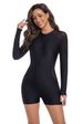 Women's One-Piece Surfing Suit with Zipper Jellyfish Design Sun Protection Long Sleeve Swimsuit Flat Leg Diving Swimwear_ecoleips.com