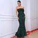 Spring New Elegant Off-Shoulder Green Sequined Mermaid Evening Gown For Women Banquet Dress_ecoleips.com