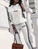 Women's Fashion Hoodie Pants Set Letter Print Spring/Autumn Trend Casual mid Waist Full Length Polyester_ecoleips.com