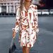 Fall Floral Print Blouse Dress With Lace Trim, Relaxed Fit Long Sleeve Shirt Dress For Casual Office Wear_ecoleips.com