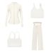 Women's Clothing Women's Slim Fit Stand Collar Jacket Y Shaped Vest U Shaped Vest Straight Leg Pants Four Piece Set Elastic Sportswear_ecoleips.com