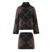 Cross-border Foreign Trade Women's Clothing 2025 Autumn Winter European And American Plaid Pullover Top + Knit Skirt Set_ecoleips.com