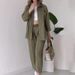 Aria Basics Aria Basics European American Women's Clothing Set 2023 Autumn Loose Casual Fashion Long-sleeve Shirt With Tie And Cropped Pants_ecoleips.com