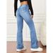 Women's Clothing Flared Jeans For Women High Waist Hip Lift Leg Enhancing Long Pants Retro Small Size Slim Fit Autumn Style_ecoleips.com