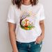 European And American Cross-border Foreign Trade Clothing Cute Cartoon Fox Round-neck Printed Women's Short-sleeve_ecoleips.com