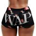 2025s M3057 Summer New Women's Tight Elastic Casual Shorts Lip Letter Print Hot Pants_ecoleips.com
