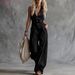 Women's Clothing Women's Sleeveless Linen Jumpsuit V Neck Front Button Casual Fashion Western Style For Formal & Casual For Women_ecoleips.com