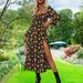 Women Stylish Casual Dress Long Sleeve Square Neck Design With Fashion Print & Chic Bottom Slit Detail_ecoleips.com