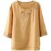 Summer Cotton And Linen Shirt For Women; Embroidered Top With A Retro, Artistic Design; Loose Fit That Flatters The Figu_ecoleips.com