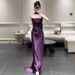 Strapless Toast Dress Purple Bridal Morning Robe High-End Understated Luxury Niche Engagement Banquet Mermaid Emcee Evening Gown_ecoleips.com