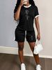Summer Women's Romantic Rose Print Two Piece Set Gentle Loose Casual Comfortable Short Sleeved Top And Shorts Ensemble_ecoleips.com