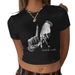 Cross-Border European And Hot-Selling American Style Hot Girl Gesture Print Summer Slim-Fit Crop Top Wholesale_ecoleips.com