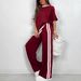 2025 Autumn/Winter European And American Cross-Border Fashion Casual Striped Long Pants Short Sleeve New Round Neck_ecoleips.com