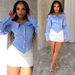 Off-Shoulder Blouse – Sexy Wrap Top With Ruffled Sleeves & Slimming Waist (S-XL, Bluish)_ecoleips.com