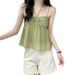 Women's Clothing Pure Color Small Fresh French Suspenders Women's Halter New Sweet Small Vest Outerwear Double Layer Suspenders_ecoleips.com