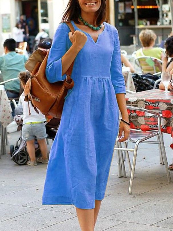 Women's Clothing Loose Plus Size Mid Sleeve Dress Autumn Winter American Style Bestsellers For Ladies_ecoleips.com