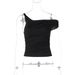 European And American Women's Clothing 2024 Winter New Fashion Hot Girl Slim Fit Ruched Irregular T-Shirt Top For Women_ecoleips.com