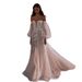 New Style Slimming Lace Long Sleeved Backless Wedding Dress Sheer Mesh Short Train For Travel Photography Women's Clothing_ecoleips.com