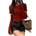 girl Red Christmas Sweater For Women In Their Zodiac Year, Autumn And Winter Design Sense, Drawstring Base Knitted Top With_ecoleips.com