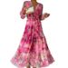 Women's Clothing Elegant Sophisticated Women's Patchwork Full Skirt Dress Tie Waist Printed For Formal & Casual For Women_ecoleips.com