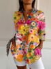 New Women's Summer Trendy Mid-Sleeve Printed 3D Sweet Fresh Split Shirt_ecoleips.com