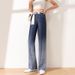 Aria Basics Zhengzhou Quality Women's Clearance Sale High Waist Slimming Denim Straight Casual Versatile Floor-Length Pants Fan_ecoleips.com