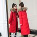 Women's Long Padded Coat Winter Warm Trench Jacket With Faux Fur Collar, Slim Fit, Plus Size Options_ecoleips.com